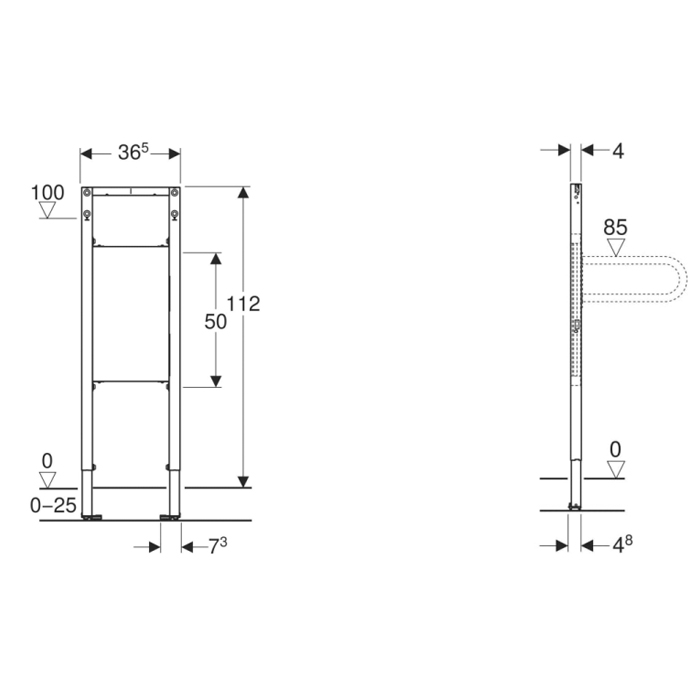 Geberit Duofix Инсталляция для поручней и опор 112см., для ММГН