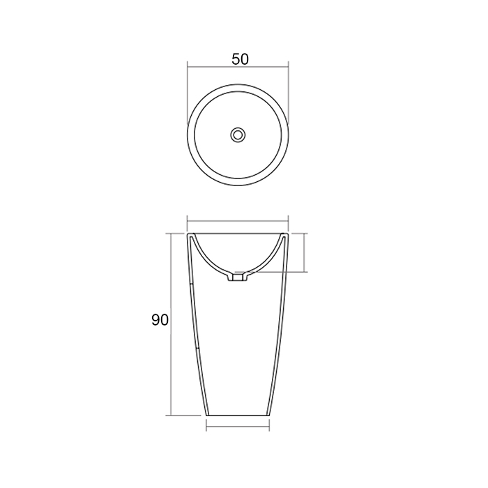 Dea Design Pedestal Basin Раковина 50х50х90см., напольная, без отв., Solid Surface, цвет: White №18