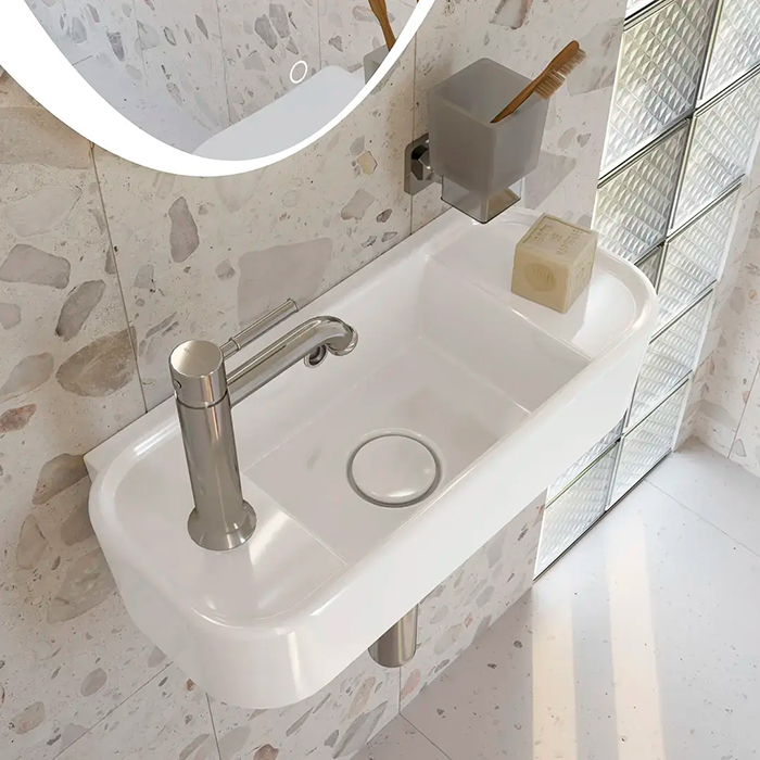 Kerama Marazzi Elegance Раковина подвесная 51x23см, с 1 отв., левосторонняя, цвет: белый глянцевый