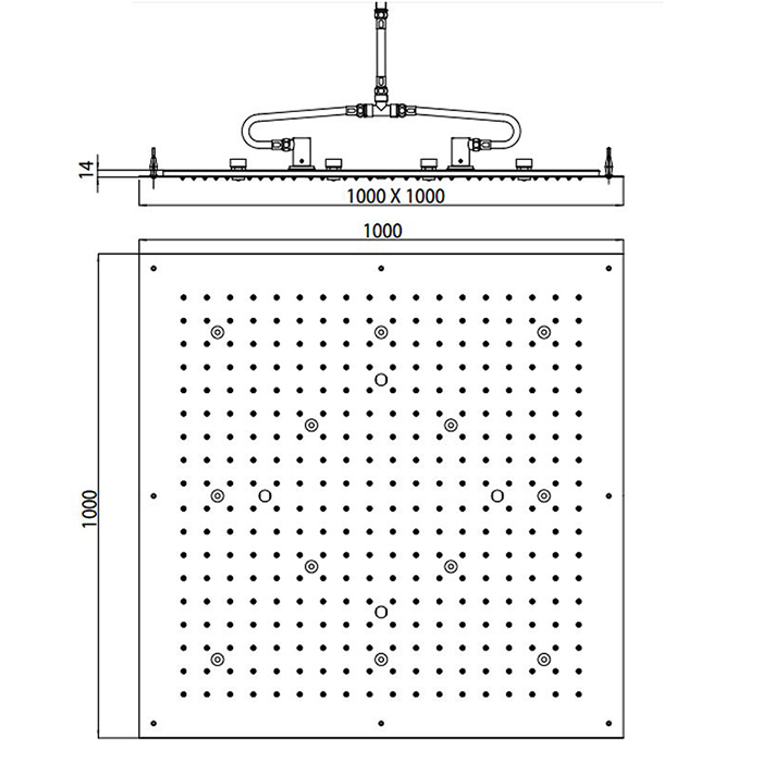 BOSSINI DREAM-XL CUBE Верхний душ 1000 x 1000 мм, с 12 LED (белый), блок питания/управления, цвет: хром