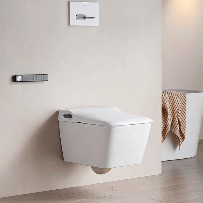 Arrow Glacier Унитаз Smart с функцией биде, 41x60см, подвесной, безободковый, клавиша смыва, цвет: белый
