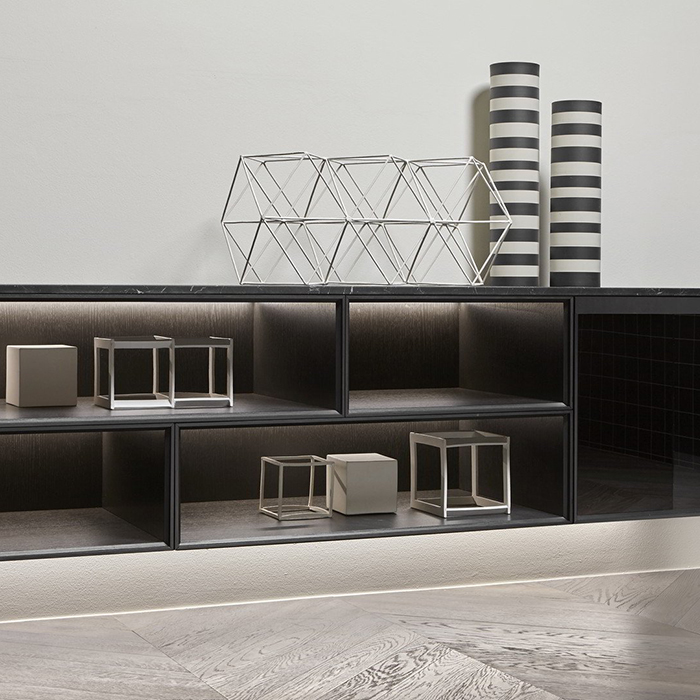 Antonio Lupi Bemade Комплект подвесной мебели с тумбами и базой под раковину, раковиной SENSO, подвесным пеналом 175 см, зеркалом COLLAGE, 72 см, цвет: Argentato fume