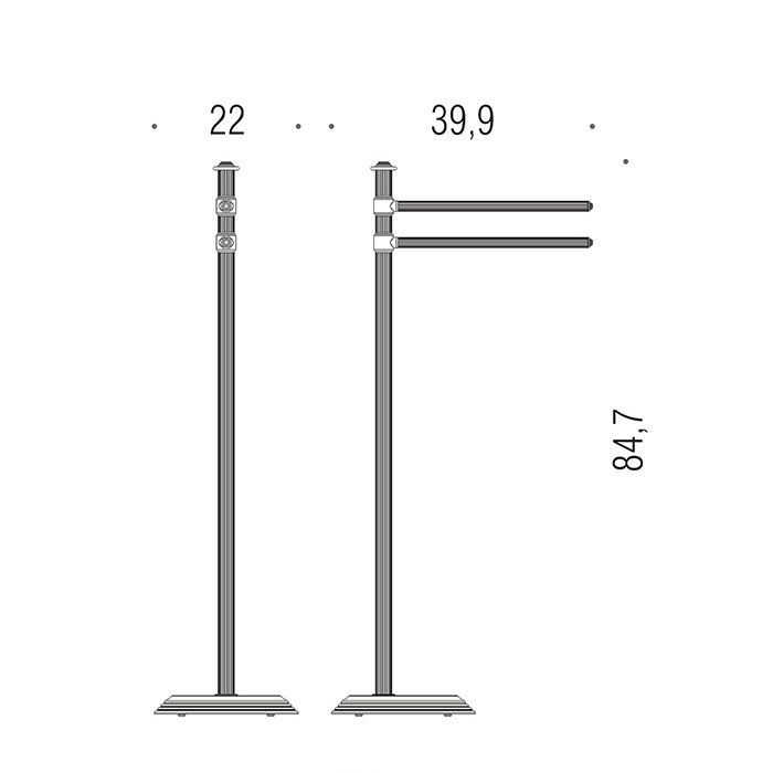 Colombo Hermitage Стойка с 2-мя полотенцедержателями, напольная, 84.7см, цвет: PVD золото