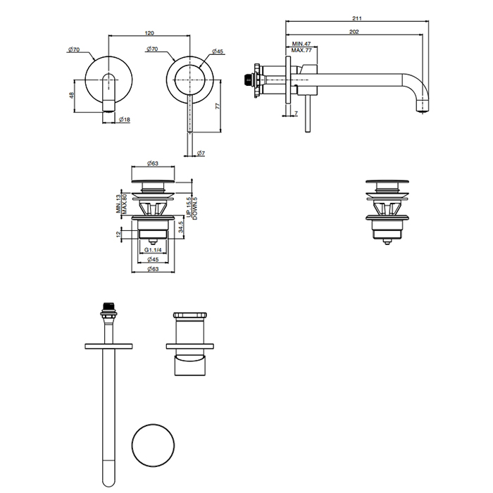 Fima Carlo Frattini Spillo Up Cмеситель для раковины, встраиваемый, излив: 20см., цвет: хром