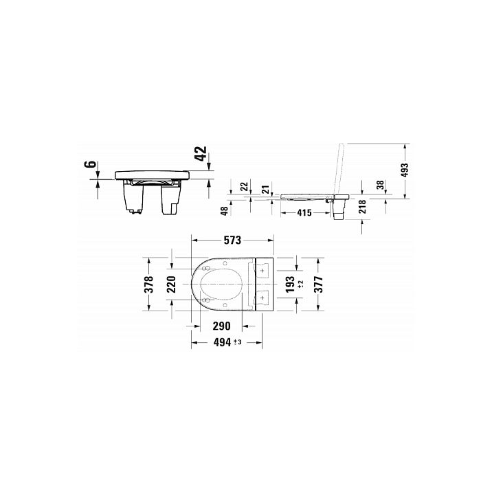 Duravit SensoWash Starck f Lite Сиденье для унитаза 37.8x57.3x21.8см., с душем, SoftClose, цвет: белый