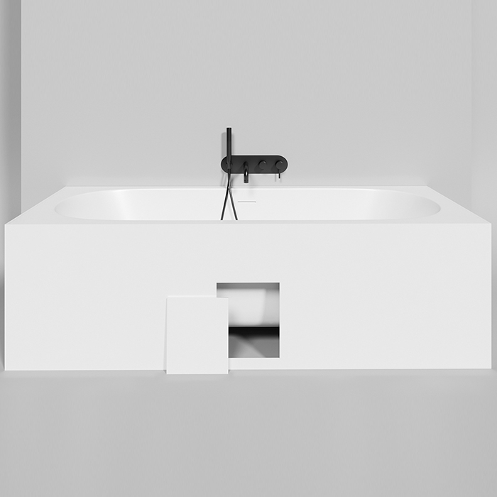 Salini Ornella Axis 190 Kit Встраиваемая ванна 190х90х60см, прямоугольная, материал: S-Stone, донный клапан "Up&Down", слив-перелив, цвет: белый матовый