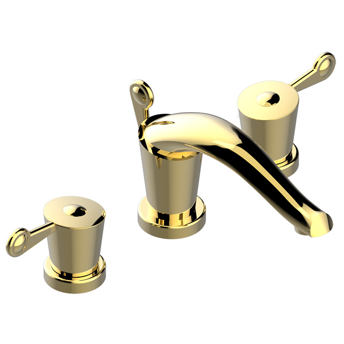  THG Bagatelle metal Смеситель для раковины на 3 отверстия, с донным клапаном, цвет: полированное золото