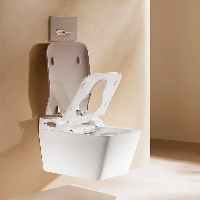Arrow Glacier Унитаз Smart с функцией биде, 41x60см, подвесной, безободковый, клавиша смыва, цвет: белый / бежевый