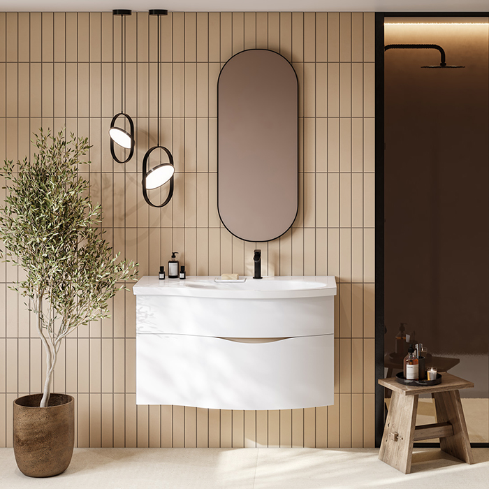 Kerama Marazzi Riva Тумба подвесная 100см, правая, с раковиной, цвет: белый матовый