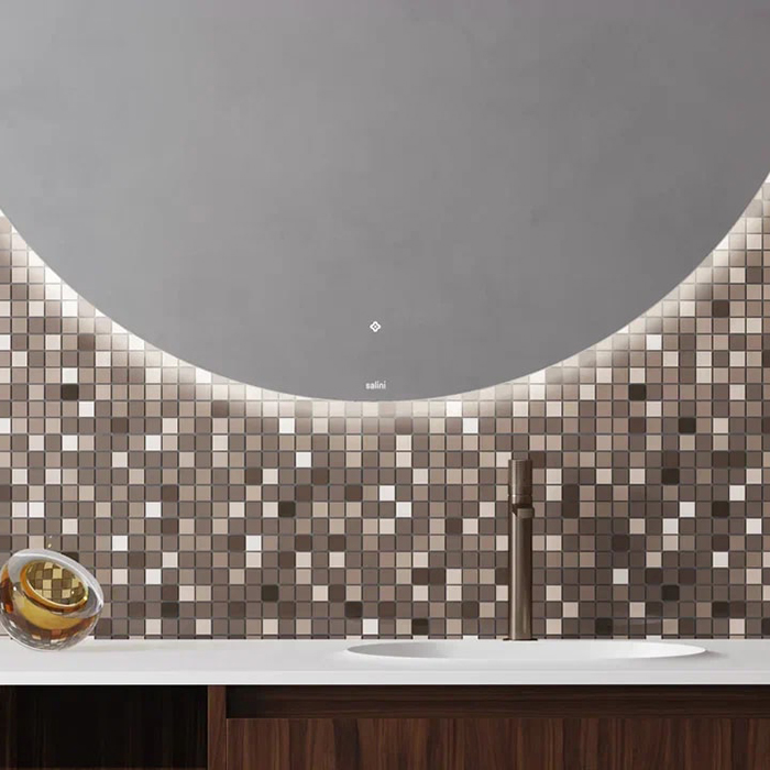 Salini Зеркало для ванны OMBRA 80х2.5см., круглое, с LED подсветкой, влагостойкое AGC Сrystalvision, сенс. выкл., крепления, обогрев, антизапот.