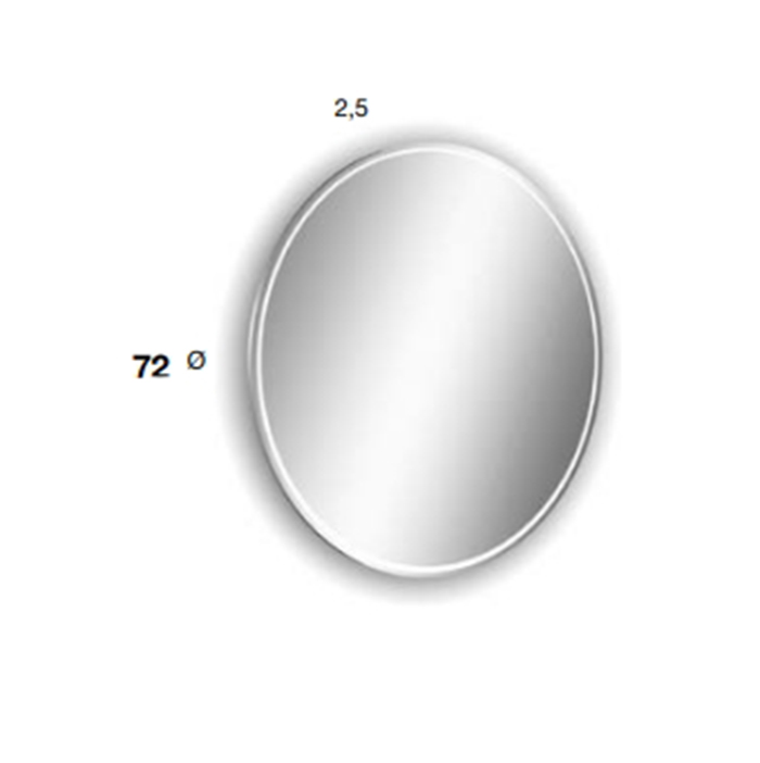 Antonio Lupi Albore Зеркало с блестящей кромкой, Ø72cм., толщиной 5 мм, с белой светодиодной подсветкой, на раме
