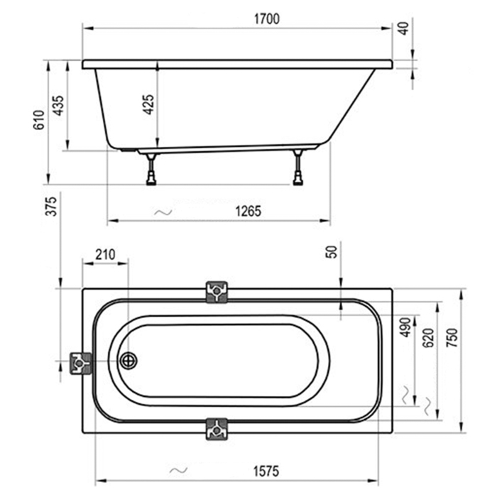 Ravak Chrome Ванна 170х75см, встраиваемая, цвет: белый