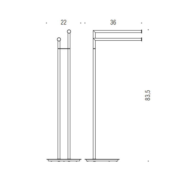 Colombo Mini Стойка напольная с двойным п/держателем H83,5*36cм D22cм, цвет: PVD нержавеющая сталь
