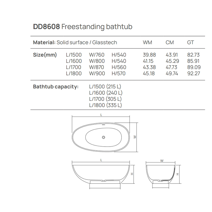 Dea Design Modern Ванна 180x90xh57см, отдельностоящая, цвет: белый