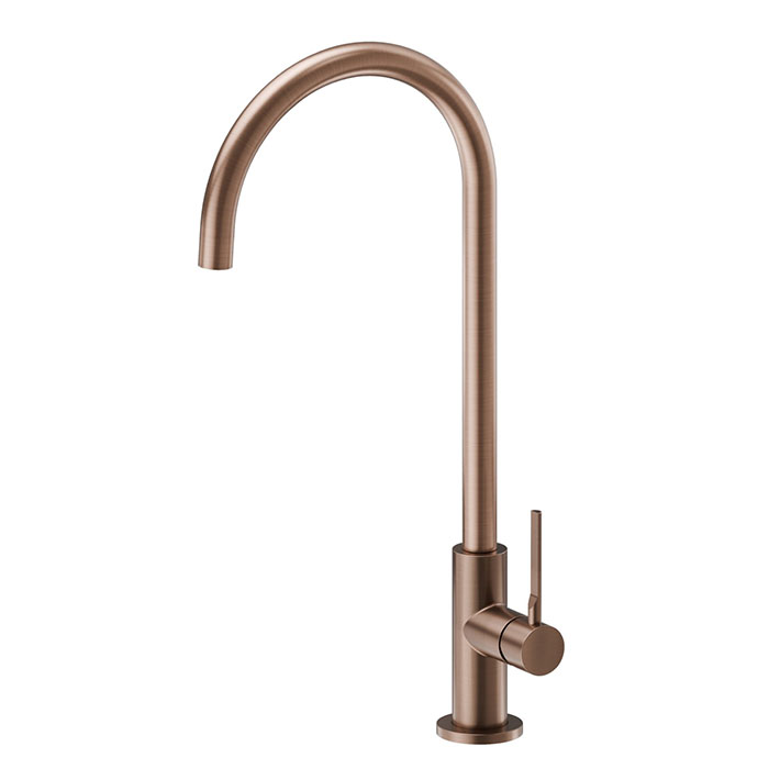 Newform Maki Смеситель для кухни, на 1 отв., высокий, круглый излив, цвет: brushed copper bronze