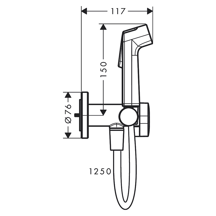 Hansgrohe Bidette E Гигиенический душ 1jet S EcoSmart+, со смесителем, с душевым держателем и шлангом 125 см, цвет: полированное золото