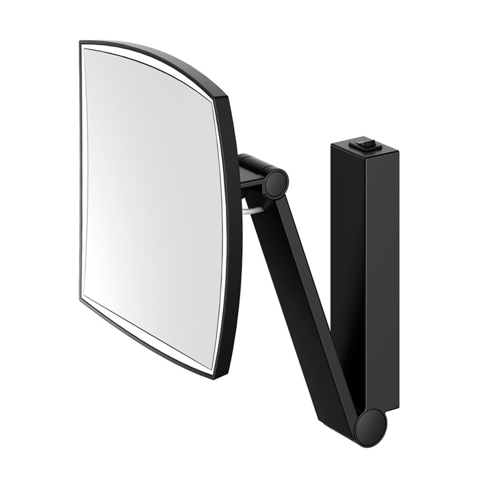 Keuco iLook_move Косметич. зеркало с подсветкой, с рычажным выкл., 200x200мм, IP 24, 3ой рычаг, увеличение x5 цвет: черный матовый
