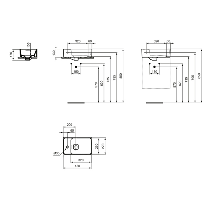 Ideal Standard Strada II Раковина 45x27см., накладная, 1 отв., цвет: белый
