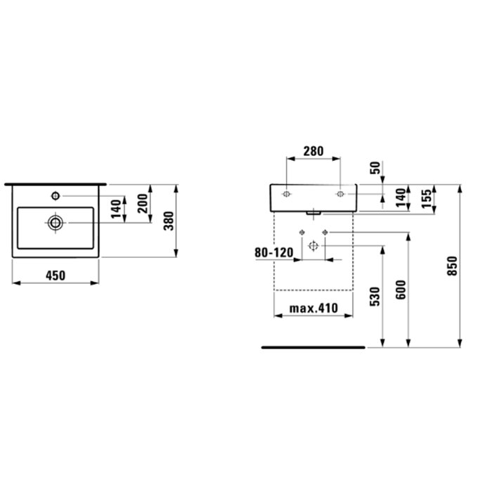 Laufen Living City Раковина 45х38х14 см, 1 отв., цвет: белый