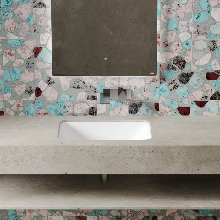 Salini Marea 06 Раковина врезная снизу 55х40х13.4cм., без отв., без перелива, мат-л: S-Sense, цвет: белый