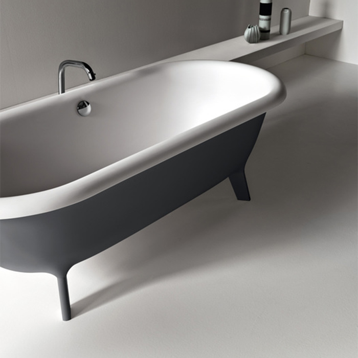 Agape Ottocento Ванна отдельностоящая 178х79х59.5 см, слив-перелив нержавеющая сталь, цвет: темно-серый