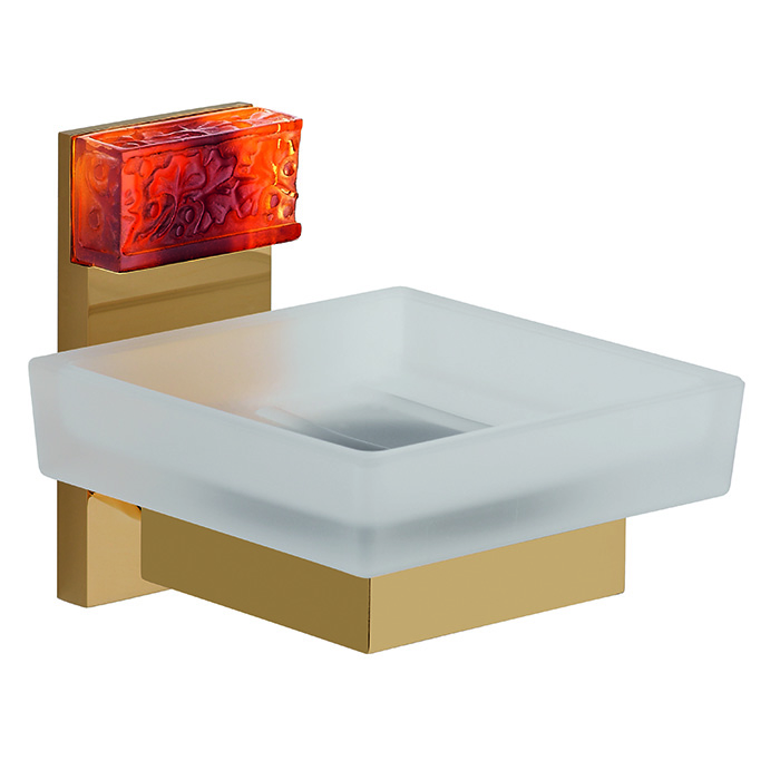 THG GinkgoМыльница стеклянная, подвесная, цвет: полированное золото