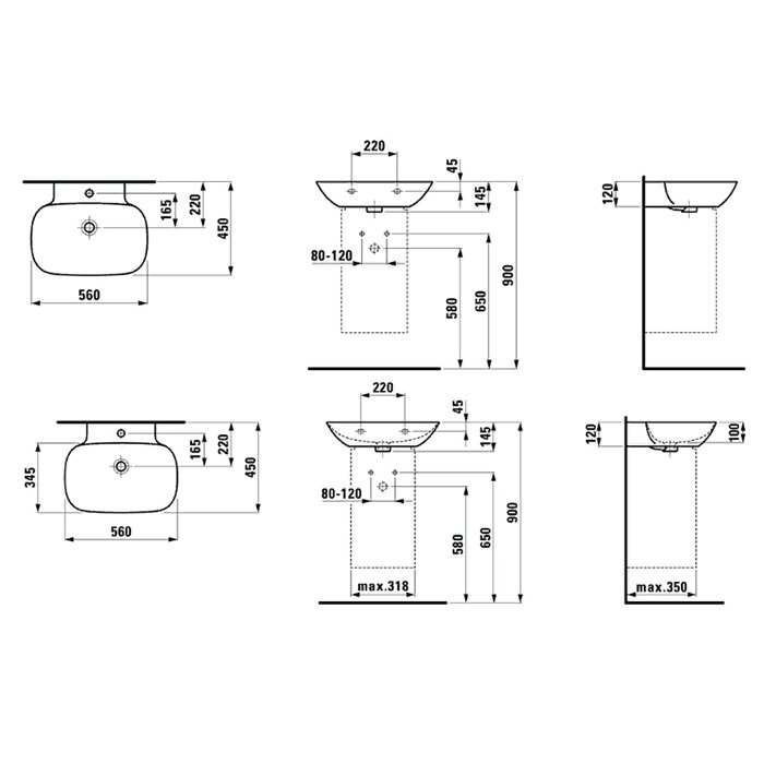 Laufen INO Раковина 56х45х12 см, 1 отв., покрытие LCC, цвет: белый