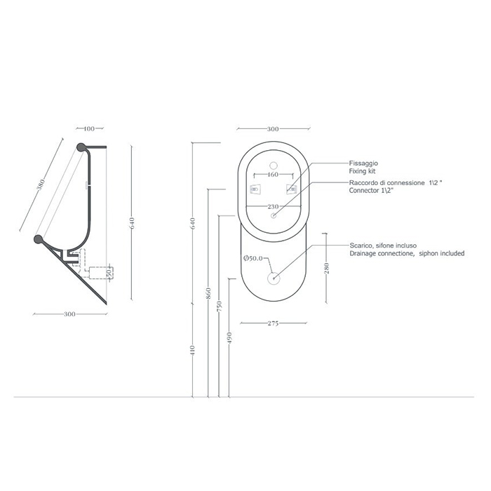 Artceram Babila Писсуар 37x30хh64 см, Saniglaze, цвет: черный матовый