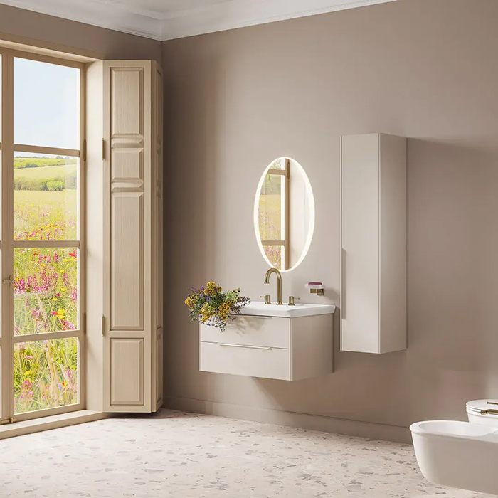 Kerama Marazzi Elegance Пенал подвесной 135см, цвет: жемчужный лён