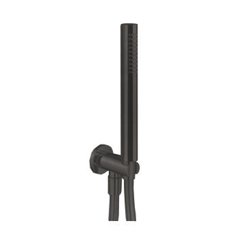 Fantini Milano Душевой набор: вывод воды на 1/2”, шланг 150 см, ручная лейка FIT, держатель для лейки, цвет: Matt Gun Metal PVD