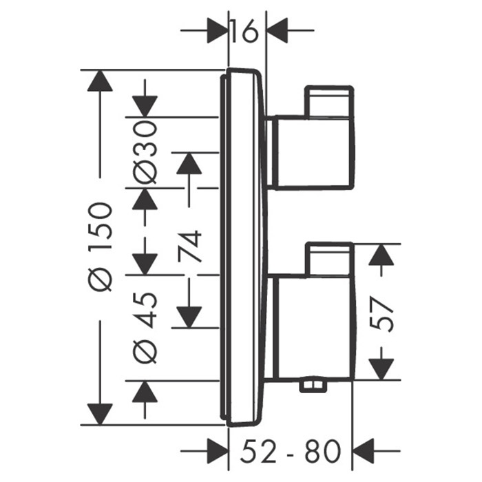 Hansgrohe Ecostat S Термостатический смеситель на 2 потребителя, внешняя часть, цвет: хром
