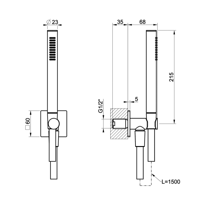 Gessi Incastri Душевой гарнитур, настенный, цвет: Copper Br. PVD