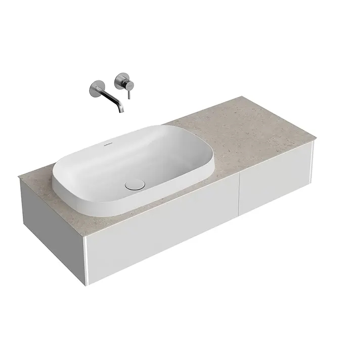 Kerama Marazzi Magica Тумба подвесная, 115.4х48.5х22см., 2 ящика, цвет: утренний серый матовый