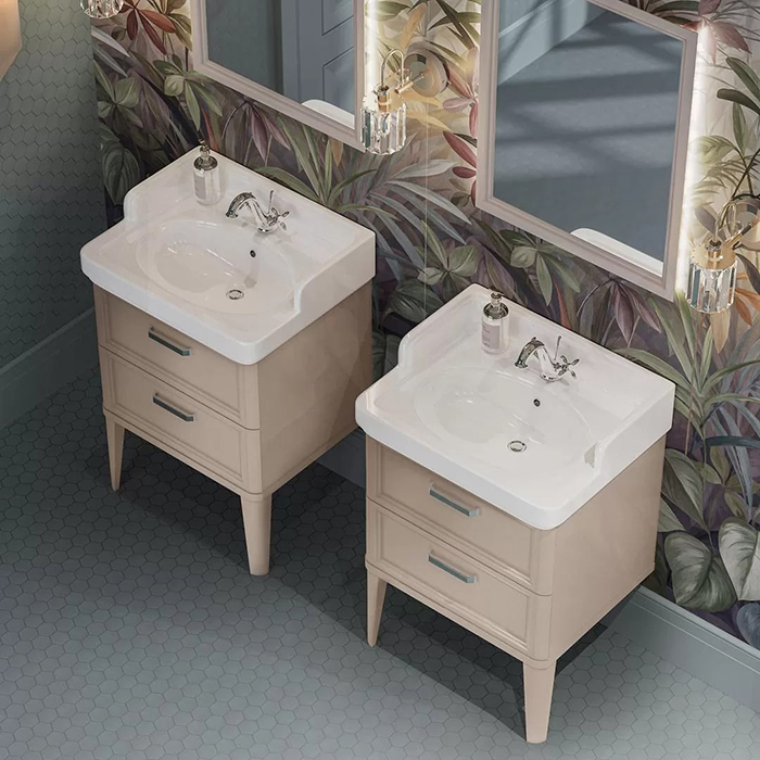 Kerama Marazzi Pompei Раковина 60х50х26.5см., подвесная, мебельная, 1 отв., с переливом, цвет: белый глянцевый