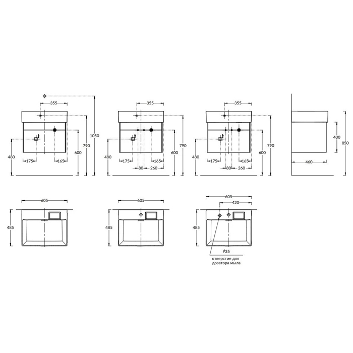 Kerama Marazzi Logica Тумба подвесная 56.4x46x40.3см., 2 ящика, цвет: стальной серый
