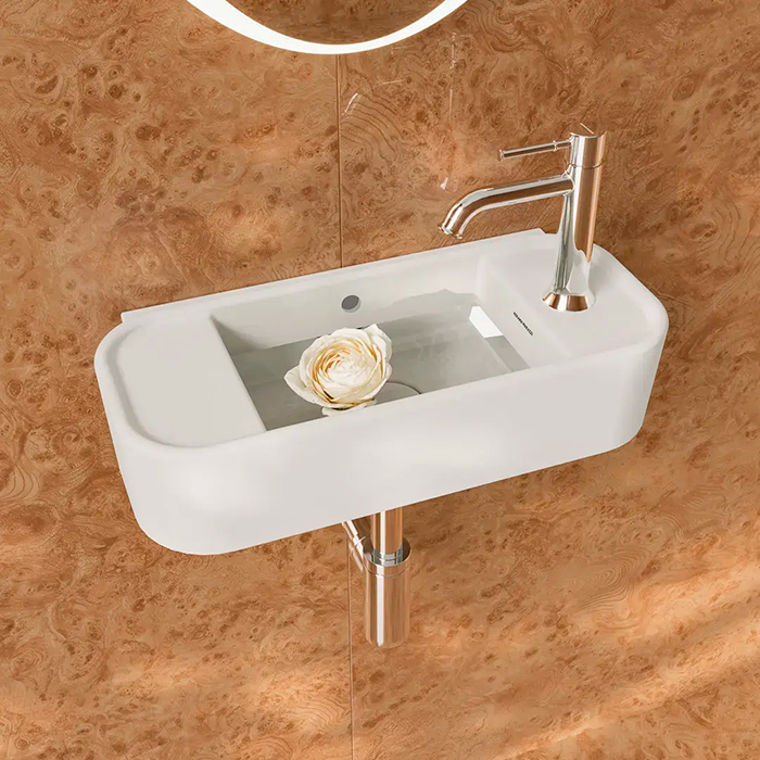 Kerama Marazzi Elegance Раковина подвесная 51x12см, с 1 отв., правосторонняя, цвет: белый матовый