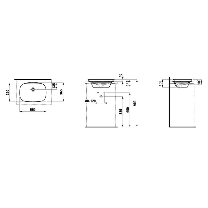 Laufen INO Раковина 50х36.5x4 см, без отв., цвет: белый