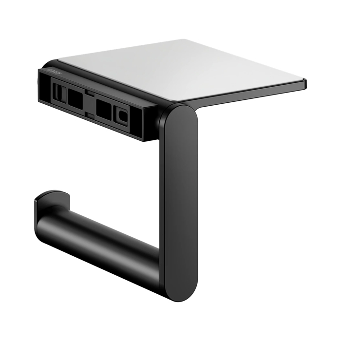 Keuco Plan Держатель т/б, подвесной, с полочкой, поворотный, открытый, цвет: черный матовый