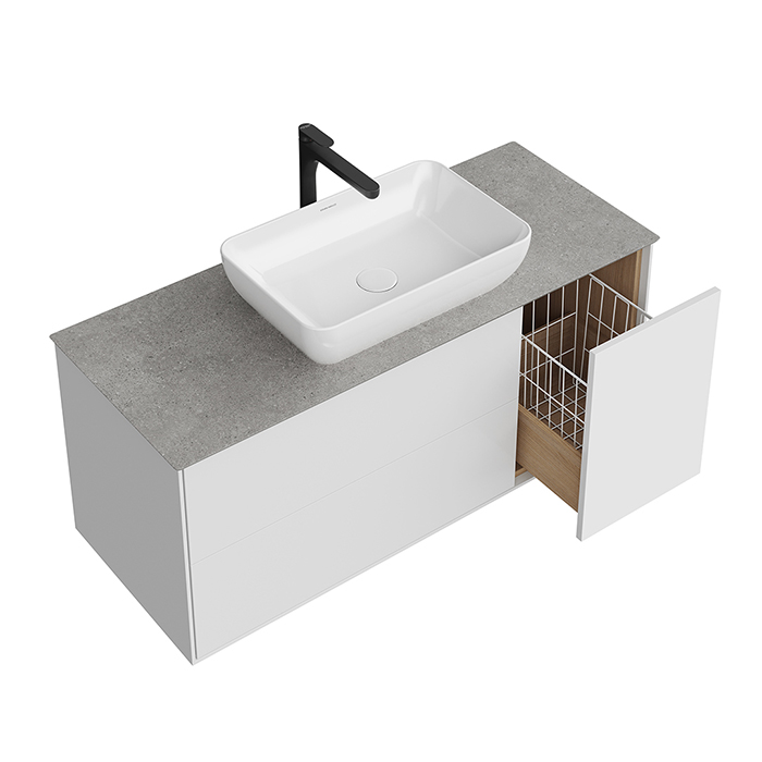 Kerama Marazzi PLAZA Modern Тумба подвесная 120x48см, 3 ящика, цвет: белый / дуб виченце