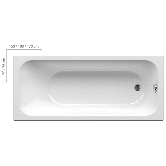 Ravak Chrome Ванна 160x70см., пристенная, акриловая, цвет: белый