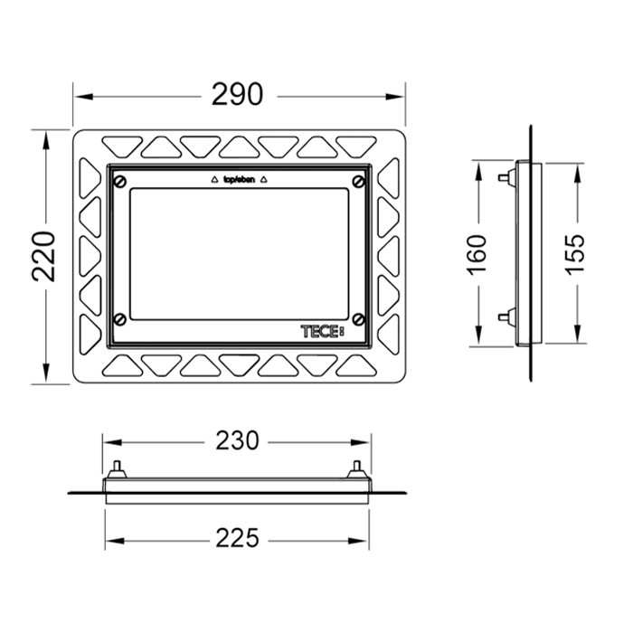 TECEsquare, Монтажная рамка для установки стеклянных панелей на уровне стены (регулировка: 5-18 мм) окантовка: белая