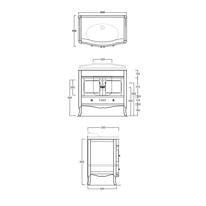 SIMAS Arcade Комплект мебели, тумба с закругленным фасадом, двумя дверцами и ящиком, раковиной, 90см, напольный, цвет: белый