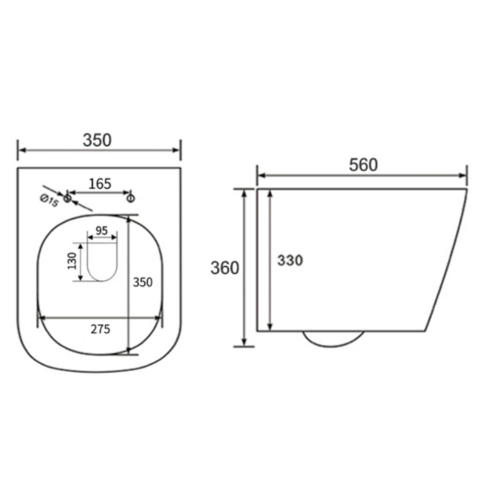 NEMO Унитаз 56x36см., подвесной, безободковый, сиденье микролифт, цвет: белый глянцевый