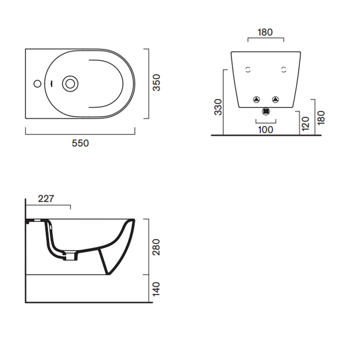 Catalano Sfera Биде подвесное  55х35см., с 1отв. под смеситель, цвет: белый матовый