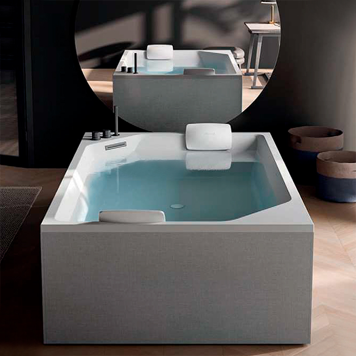 Jacuzzi Onira Ванна встраиваемая 190x120x60см, с отверстием под смеситель Lisa, в комплекте 2 подушки, цвет: белый глянцевый