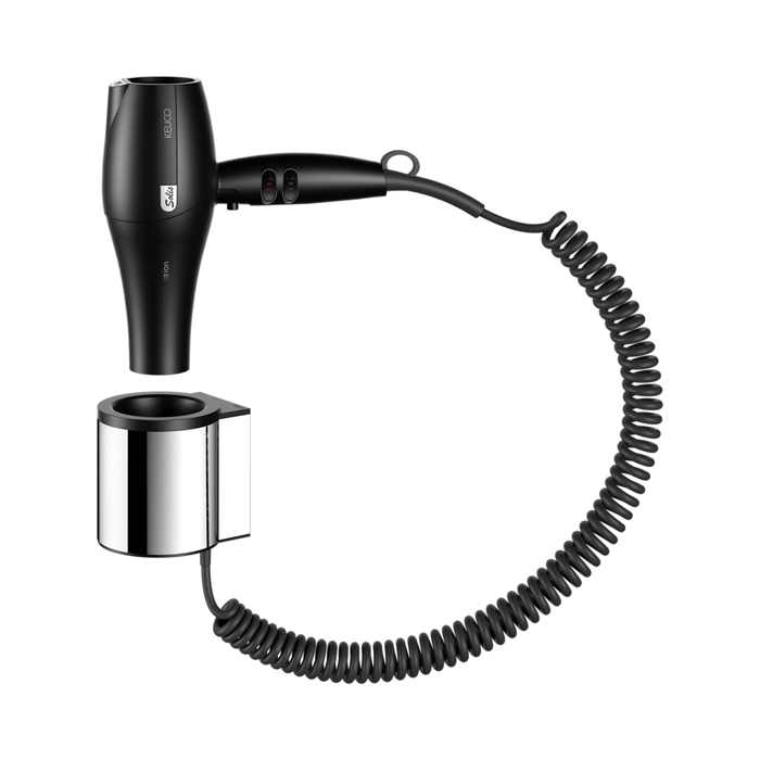 Keuco Plan Фен для волос, напряжение 230 Вольт, вкл/выкл, 3 ступени нагрева, 2 скорости, защита от перегрева, скрытый крепеж в к-те цвет: хром/black