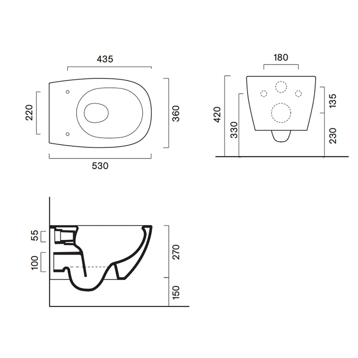Catalano Alvea Унитаз подвесной 53х36см., безободковый, смыв Tornado, покрытие Cataglaze+, цвет: белый глянцевый