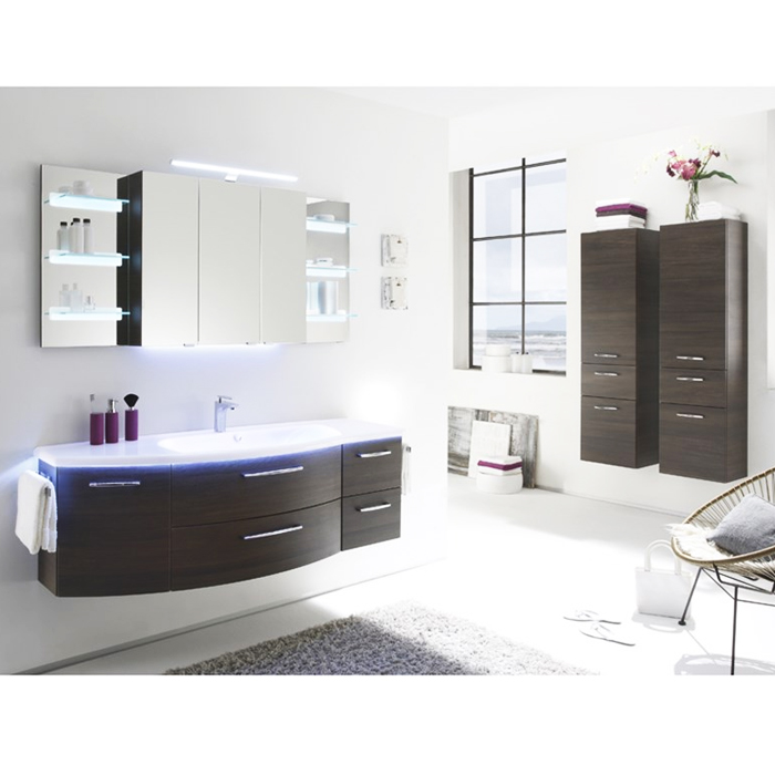 Pelipal Solitaire 7005 Комплект мебели  с зеркальным шкафчиком и подсветкой, 150см, подвесной, Цвет: мокко