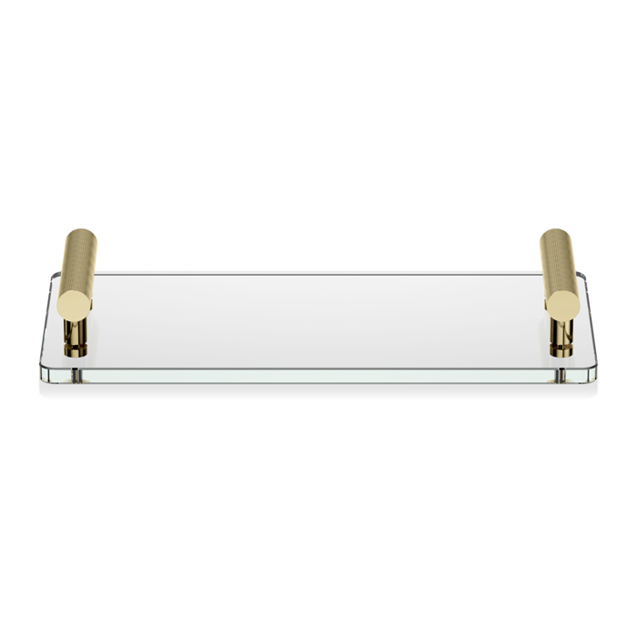 Decor Walther Club Tab Поднос с ручками, стеклянный, настольный, цвет: золото / прозрачное стекло