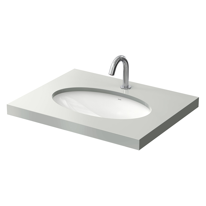 TOTO WU Раковина 59×38×20.7см., без отв., встраиваемая снизу, с переливом, цвет: белый